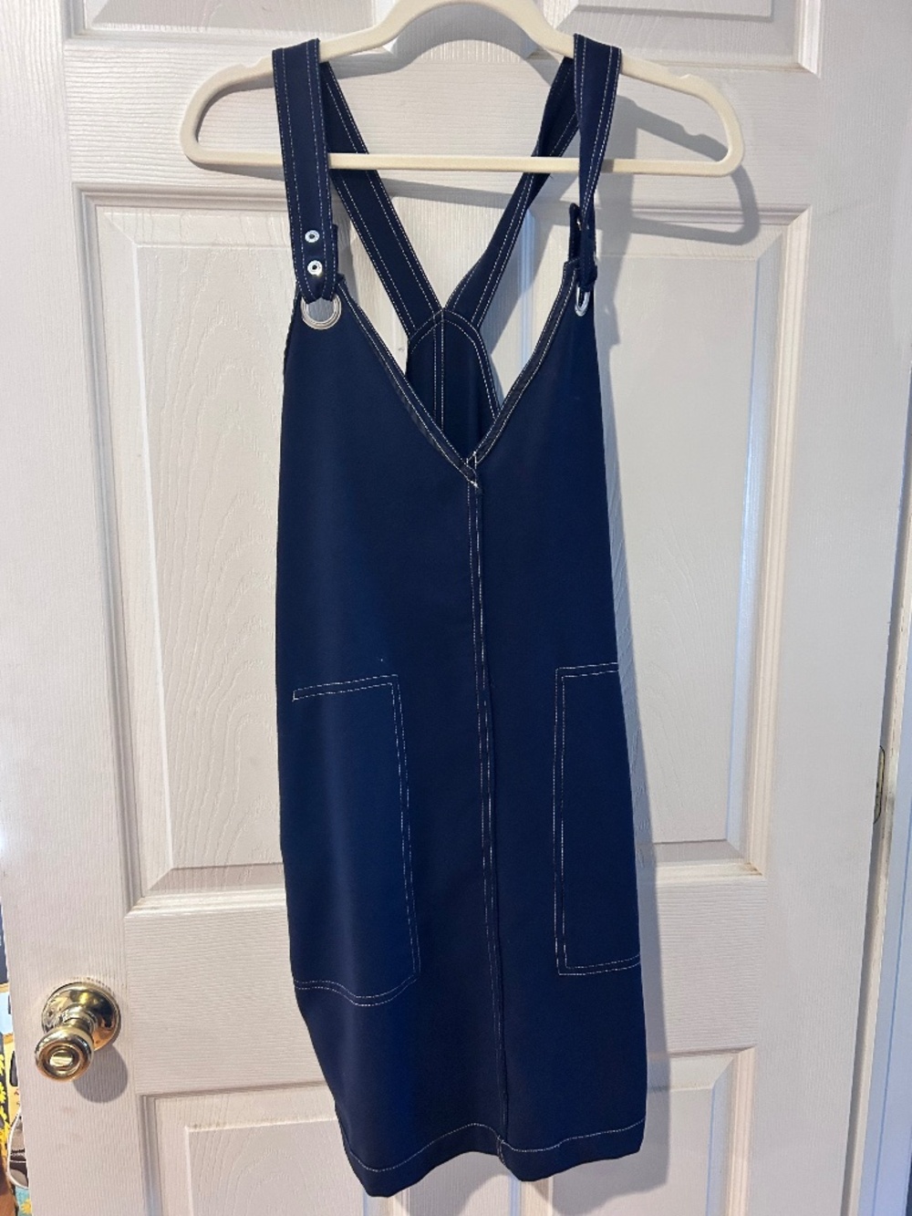 Mango Navy Overall Pinafore Dress Size 6
